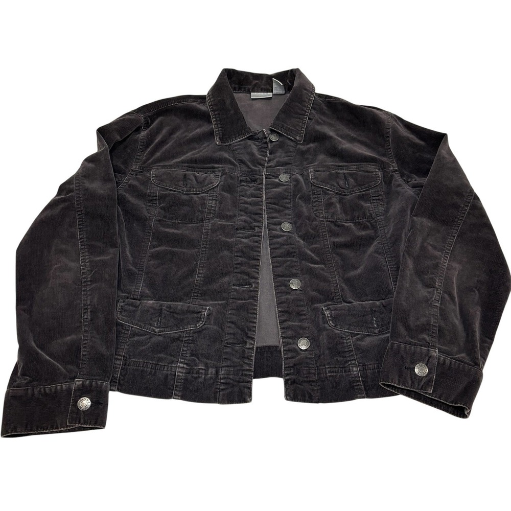 Chico's Dark Brown Corduroy Cotton Blend Casual Jacket Sz‎ 2 Large 12 - Picture 4 of 8